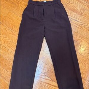 💜Abercrombie Classic High-Waist Dark Brown Trousers straight leg short